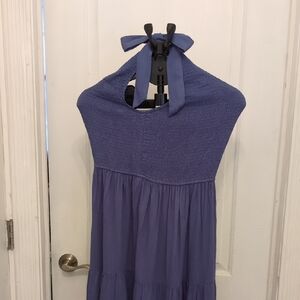 Elegant Blue Halter Dress
